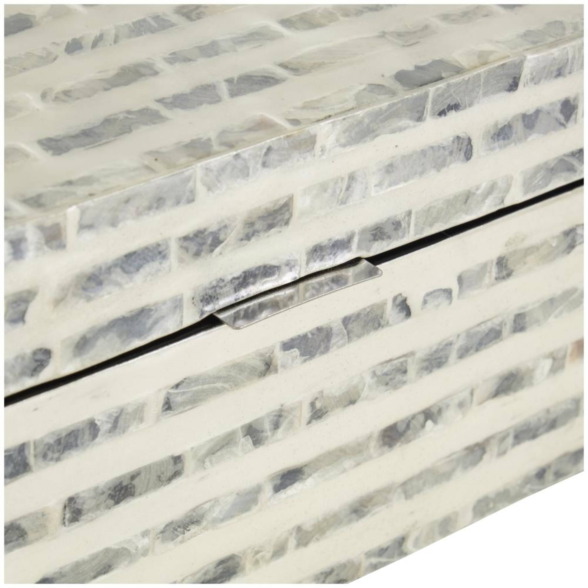 Cream & Gray Geometric Mosaic Mother of Pearl Handmade Storage Box Set